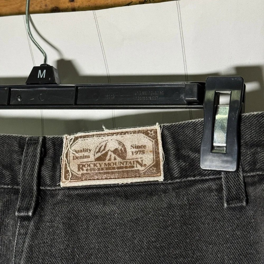 VTG 90s Rocky Mountain Rockies Black Denim Jeans High Waisted Bareback 9/10 XL - Picture 4 of 6